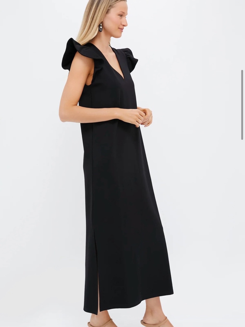Pomander Place Tuckernuck Miko Dress Black Flutter Sleeve XL - Picture 2 of 15